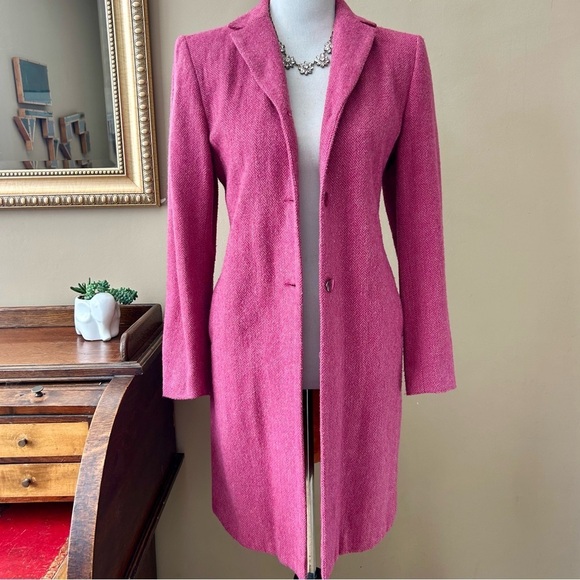 Style Pink Wool Herringbone Coat Jacket Size 8 - Picture 5 of 11